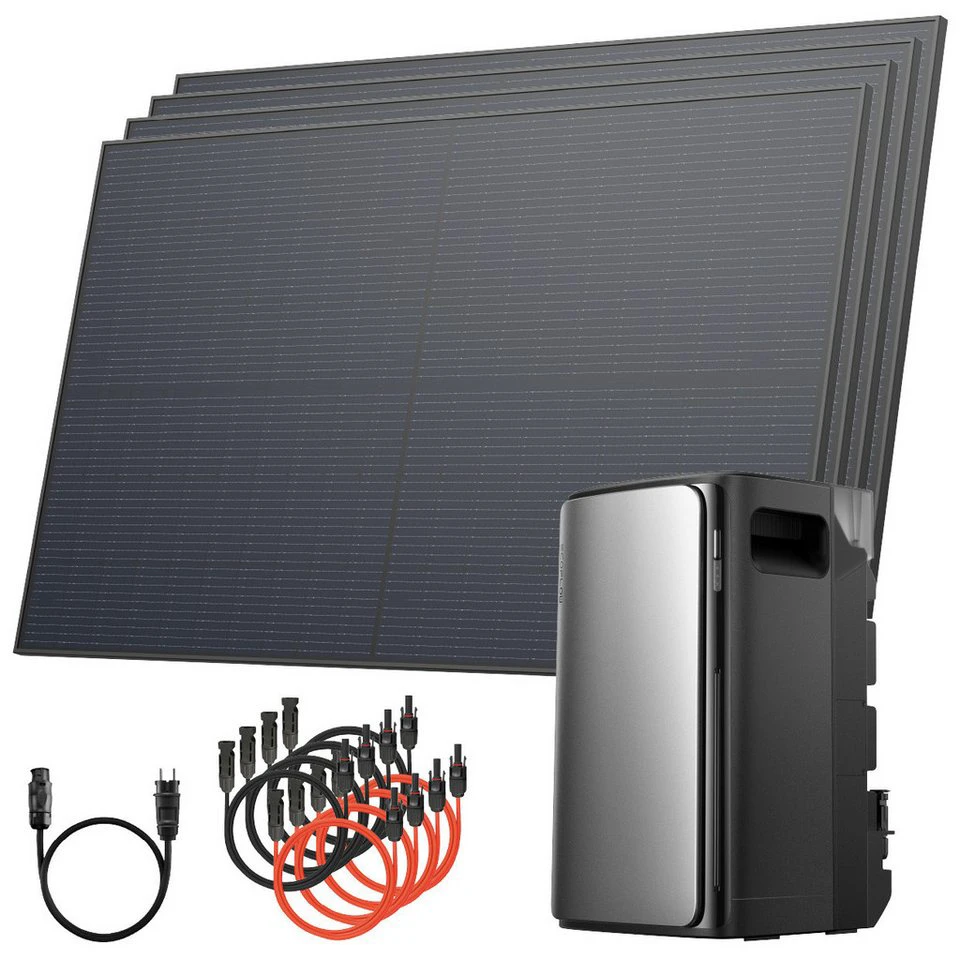 Solarway Balkonkraftwerk 2000Wp 800W mit 1,9kWh EcoFlow Stream Ultra Speicher monokristallin Spar-Set