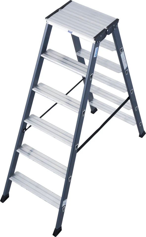 KRAUSE Doppelleiter SePro D Alu eloxiert 2x6 Stufen Arbeitshöhe ca. 285 cm
