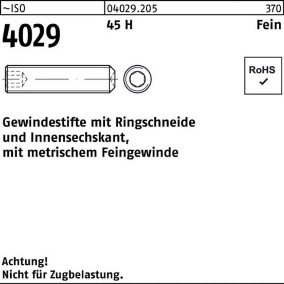Reyher Gewindestift M16x1,5x20 ISO 4029 Ringschneide Innensechskant 100 Stück