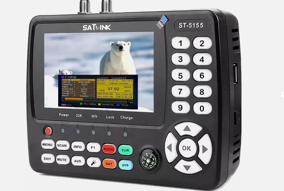 Satlink ST-5155 H.265 (10 Bit) DVB-S/S2/T/T2/C Combo Messgerät 4,3 Zoll TFT LCD