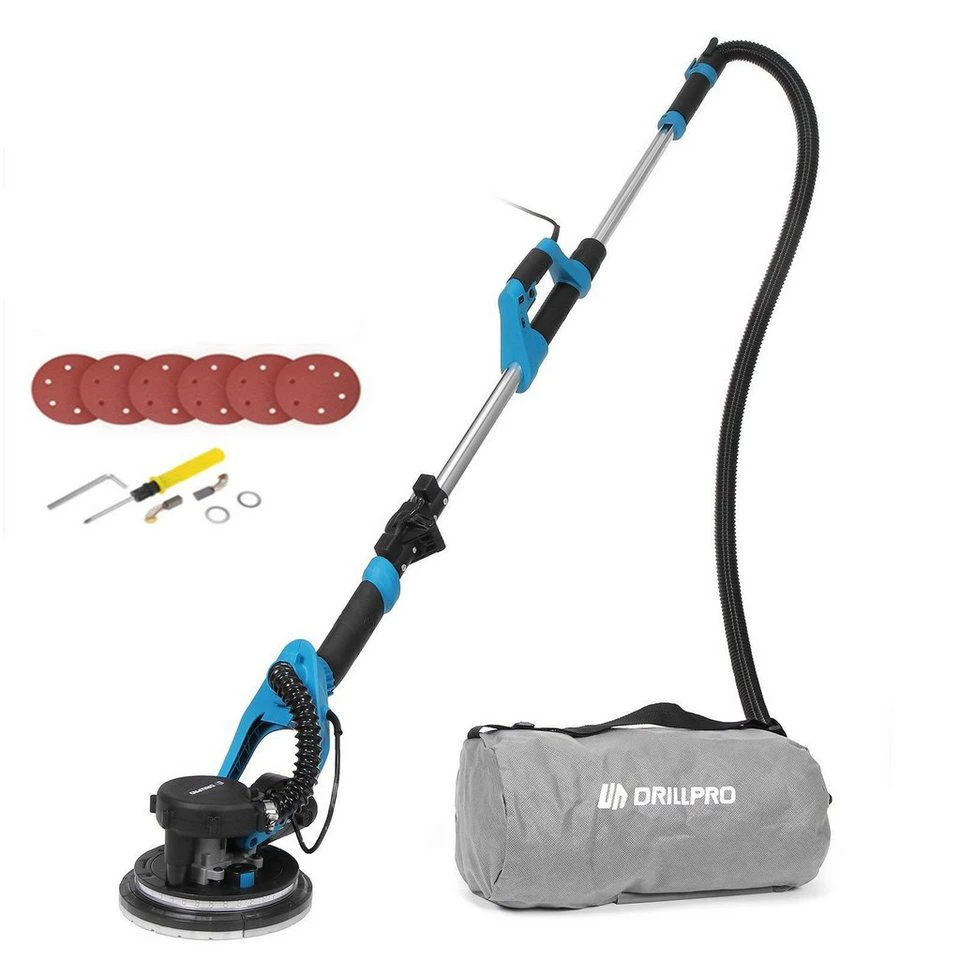Insma Trockenbauschleifer 800 W 225 mm faltbar mit 6 Schleiftellern LED Licht Vakuumfunktion
