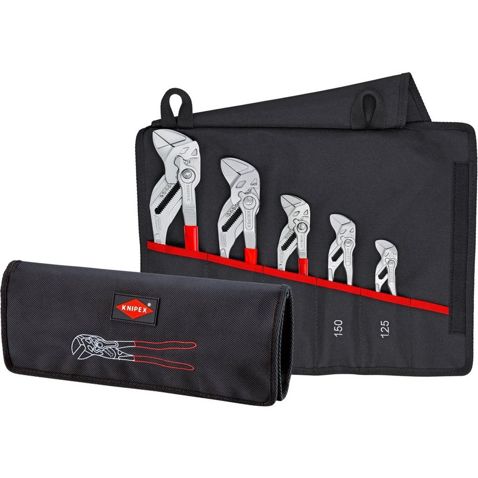 KNIPEX Zangenschlüssel-Set 00 19 55 S4 5-teilig 125 bis 300mm mit Rolltasche