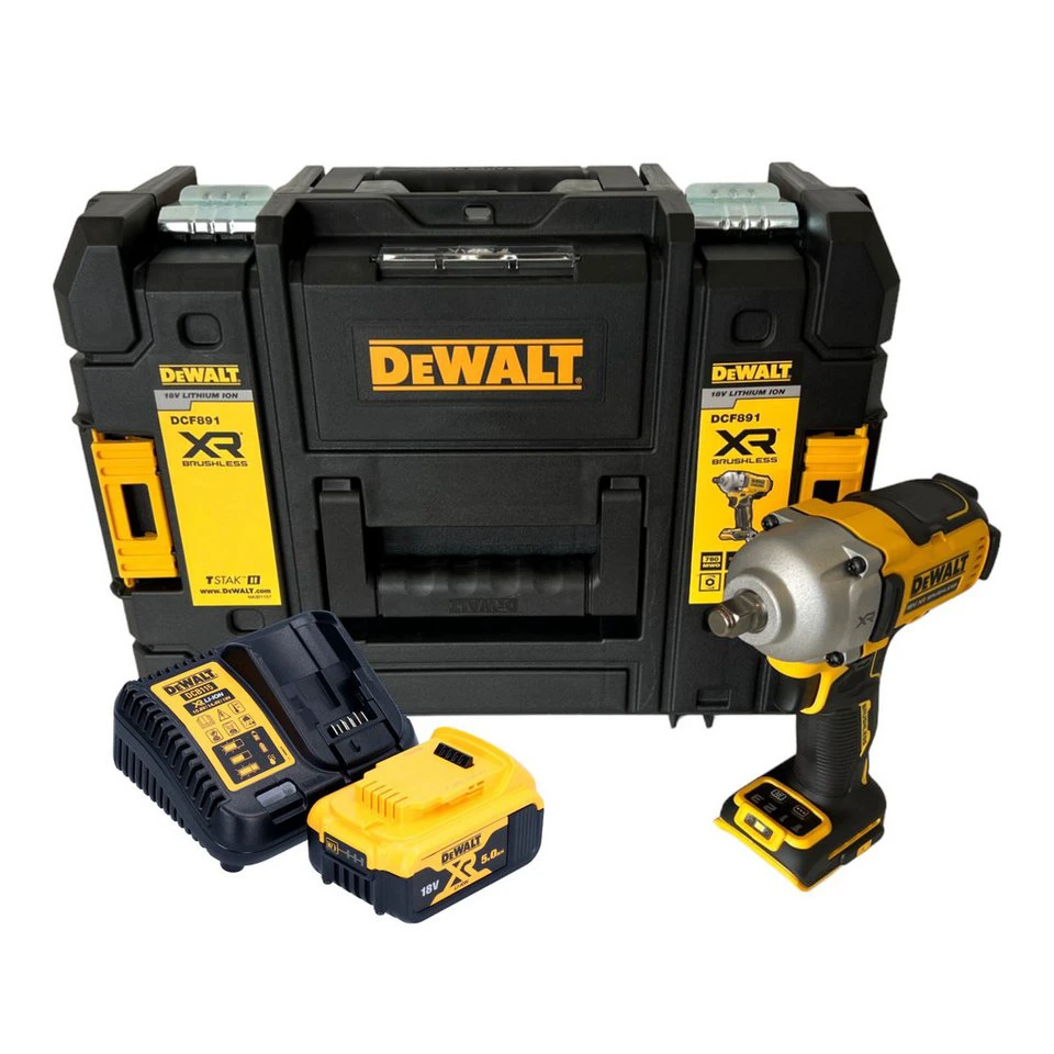 DeWalt Akku-Schlagschrauber DCF 891 18 V 1084 Nm 1/2 Zoll Brushless mit Akku 5,0 Ah Ladegerät
