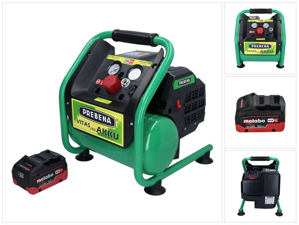 Prebena VITAS 100-AKKU Akku-Kompressor 18 V 5 l 8 bar Brushless mit 10,0 Ah Akku