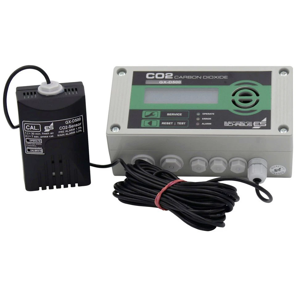 Elektrotechnik Schabus GX-D500 Kohlendioxid-Melder mit externem Sensor netzbetrieben Gasmelder