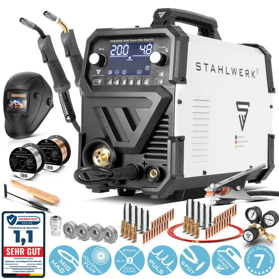 STAHLWERK MIG MAG 200 Spot Puls Pro Digital Schutzgasschweißgerät 20 - 200 A IGBT Inverter