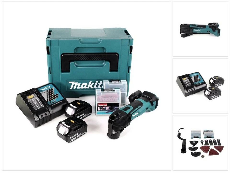 Makita Akku-Multifunktionswerkzeug DTM 51 RTJX2 18 V 2x Akku 5,0 Ah Ladegerät