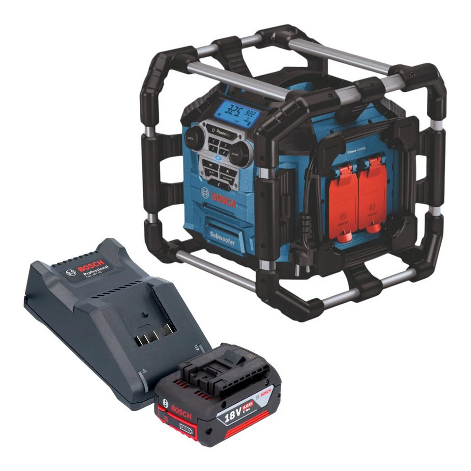 Bosch GPB 18V-5 C Professional Baustellenradio Bluetooth 18 V Akku 4,0 Ah Ladegerät