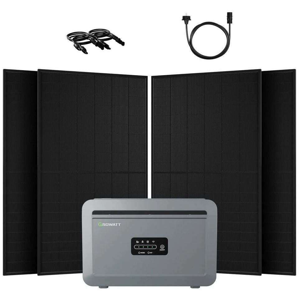 Growatt NEXA 2000 All-in-One Speicher 2000W 4x JA Solar 500Wp Full Black WiFi Bluetooth