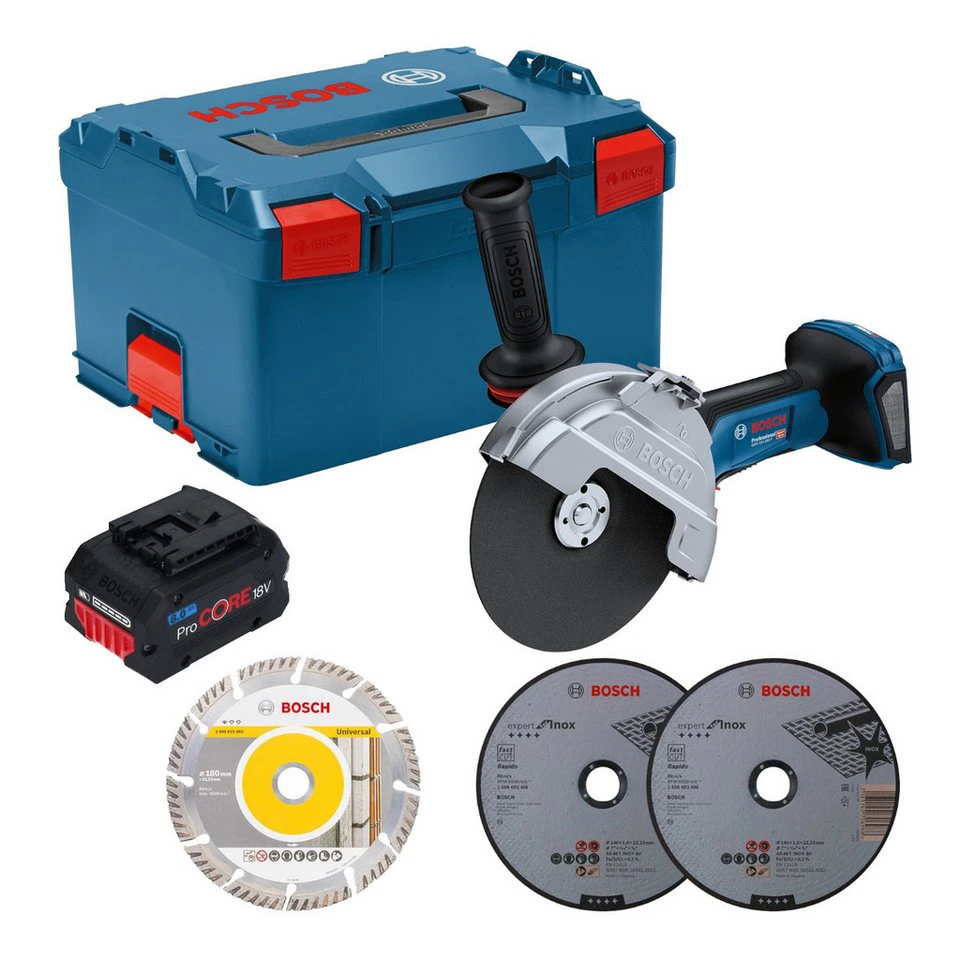 Bosch GWS 18V-180 P Professional Akku-Winkelschleifer 18 V 8,0 Ah L-Boxx ohne Ladegerät