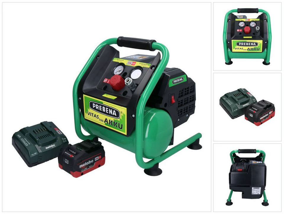 Prebena VITAS 100-AKKU Akku-Kompressor 18 V 5 l 8 bar Brushless mit 8,0 Ah Akku