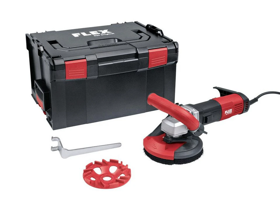 Flex Winkelschleifer Betonschleifer LDE 16-8 125 R Kit Turbo max. 7800 U/min mit L-BOXX und Diamant-Schleifteller