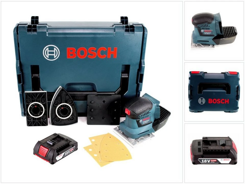Bosch Professional GSS 18V-10 Akku-Schwingschleifer 18V mit 2,0 Ah Akku und L-Boxx