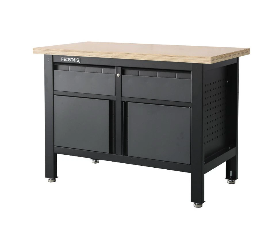 FEISTOS Werkbank Titos 3 mit Lochwand Anthrazit Schwarz 120x60x87 cm