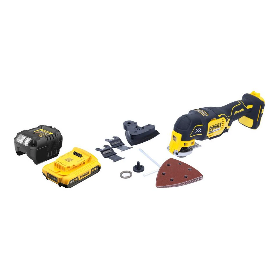 DeWalt Akku-Multifunktionswerkzeug DCS 355 D1 Oszillierer 18 V 2 Ah Akku Lader