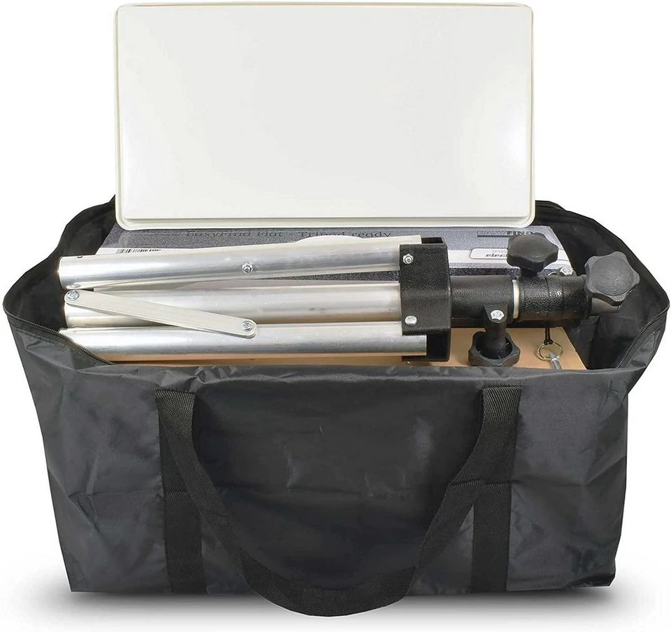 Microelectronic EasyFind Traveller Kit II Flachantenne mit Alu-Dreibeinstativ und Tasche
