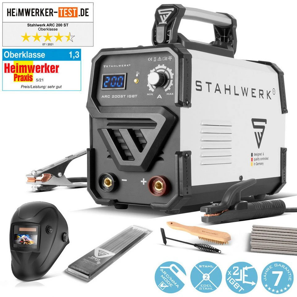 STAHLWERK Inverterschweißgerät ARC 200 ST IGBT MMA Inverter 30-200 A
