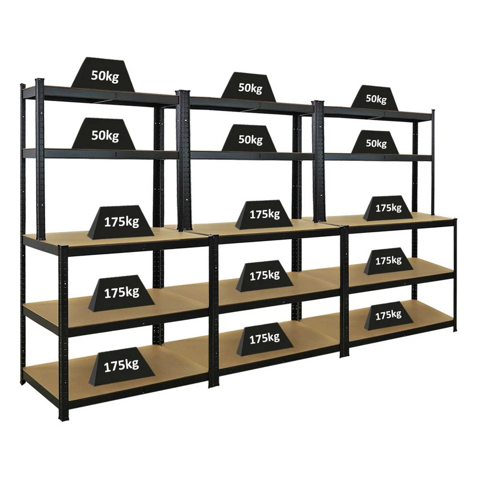PROREGAL Werkbank GIANT BEAST 3 Stück 180x100x60 cm Schwarz Fachlast 175 kg