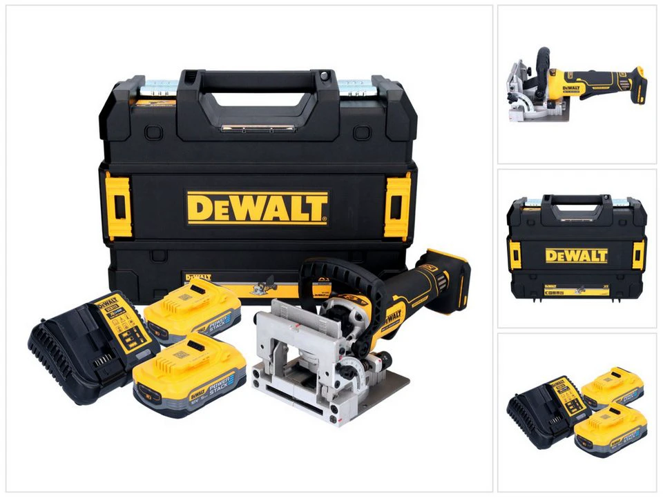 DeWalt Akku Flachdübelfräse DCW 682 18 V 102 x 20 mm Brushless 2x DCBP 518 Powerstack