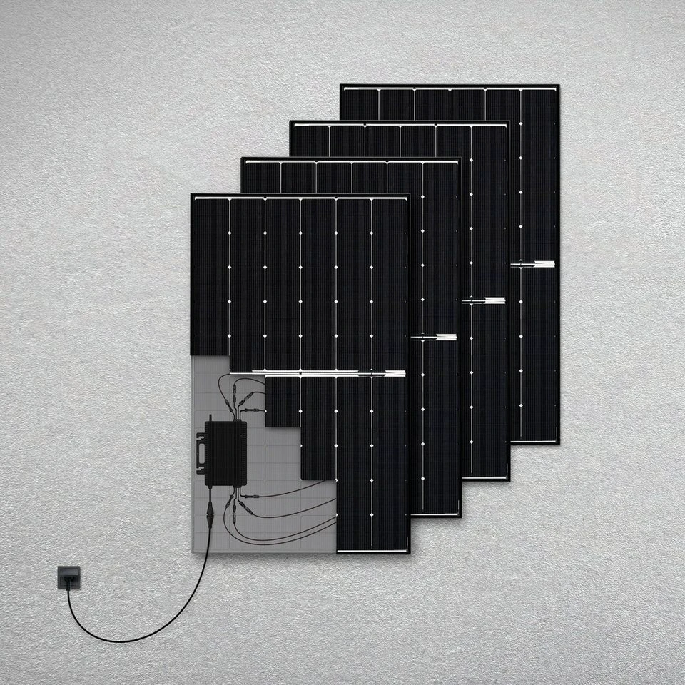 Balkonstrom Balkonkraftwerk 1800 Watt Komplettset bifazial monokristallin ohne Halterung Kabel
