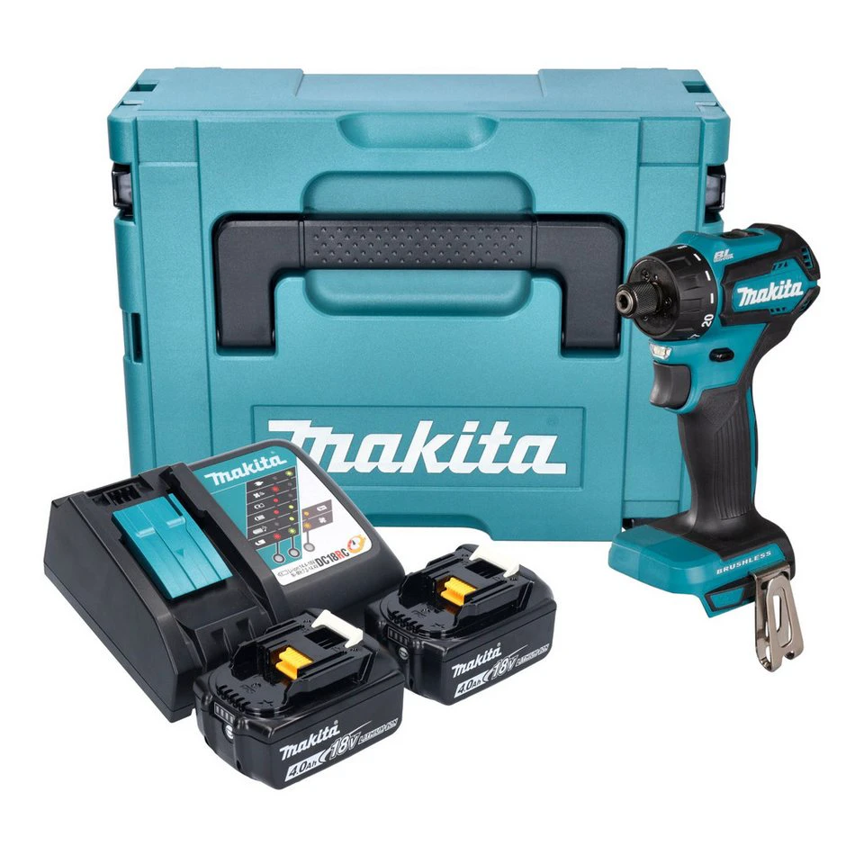 Makita Akku-Bohrschrauber DDF 083 18 V 40 Nm 2x Akku 4,0 Ah Ladegerät Makpac