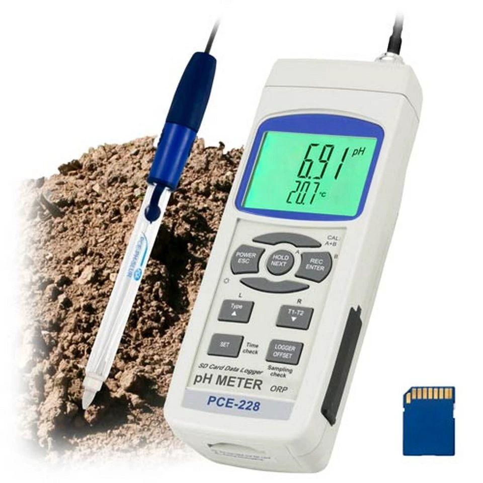 PCE Instruments PCE-228 pH-/mV-/°C-Handmessgerät Bodenanalyse Agrarindustrie