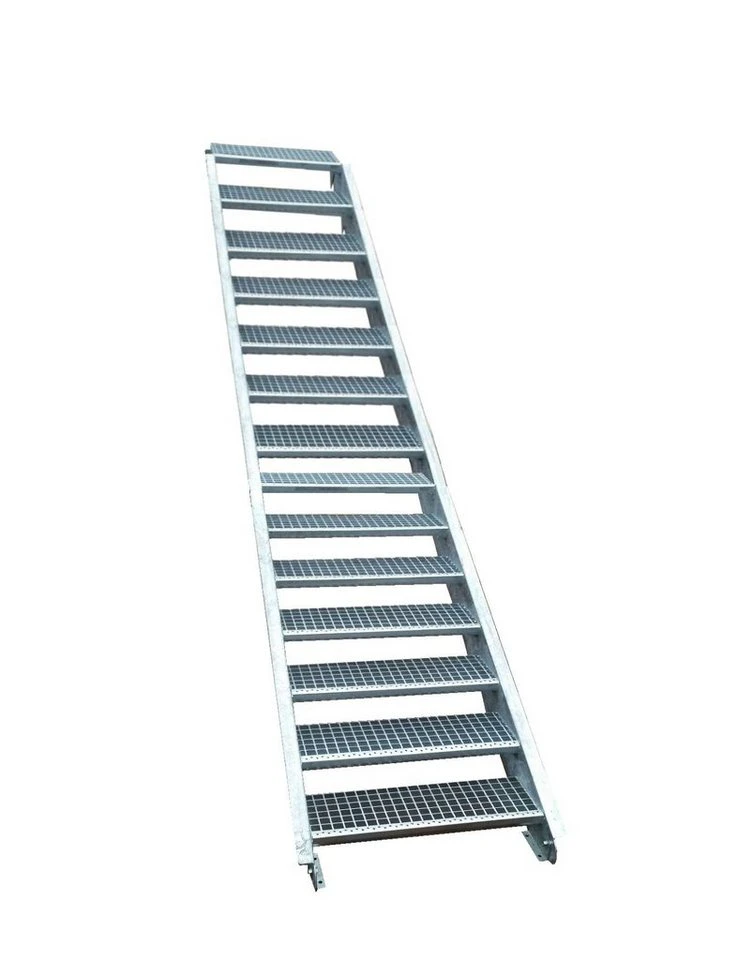 SRM Design Außentreppe 14 Stufen Stahl verzinkt Breite 70 cm Geschosshöhe 210-280 cm