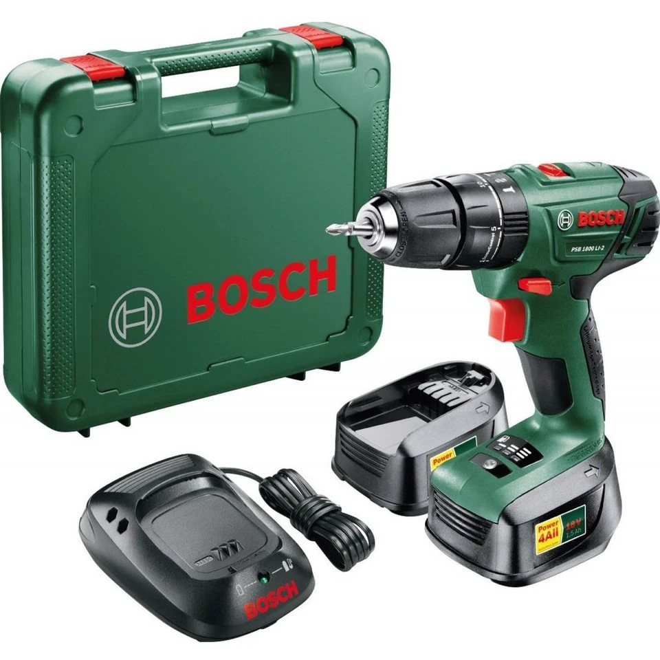 BOSCH Akku-Schlagbohrschrauber PSB 1800 LI-2 grün/schwarz