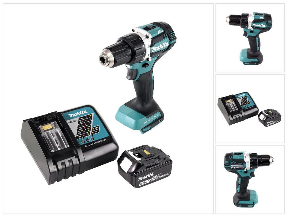 Makita Akku-Bohrschrauber DDF 484 RG1 Brushless 18 V 54 Nm 6,0 Ah