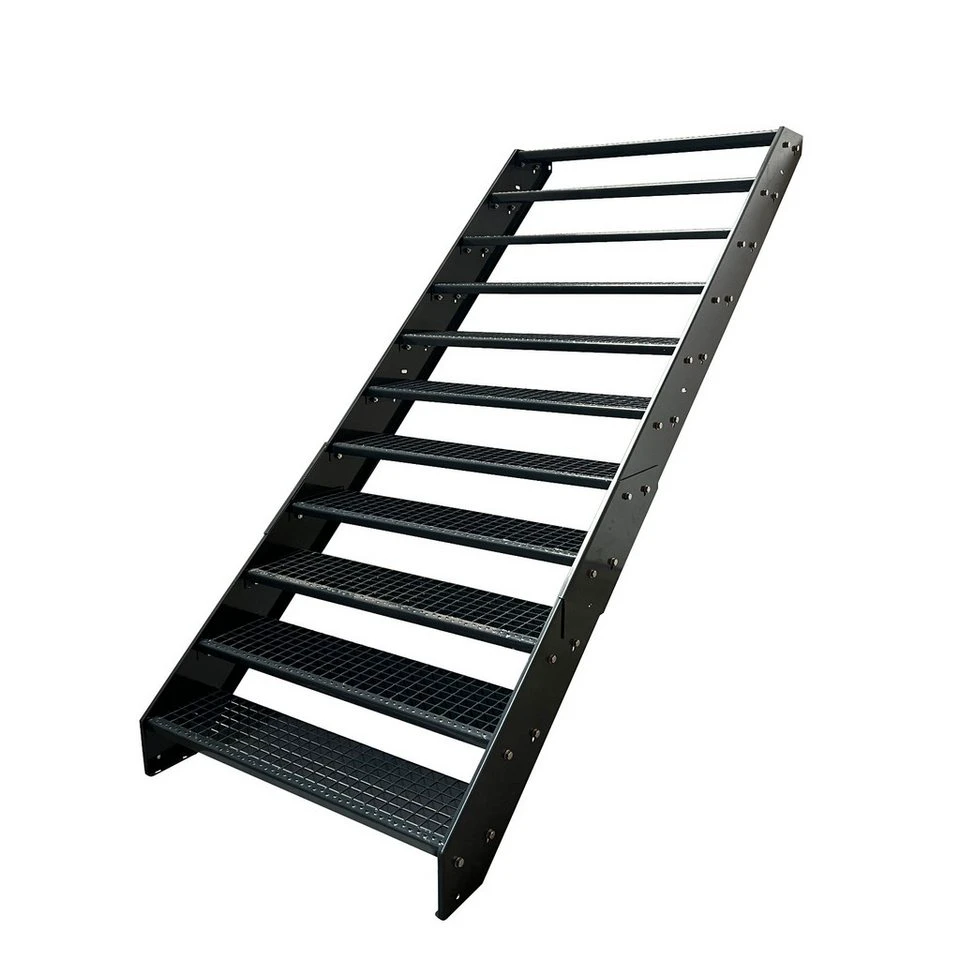 Kaminbau Mierzwa Außentreppe Stahltreppe 11 Stufen Anthrazit RAL 7016 Höhe 209 cm