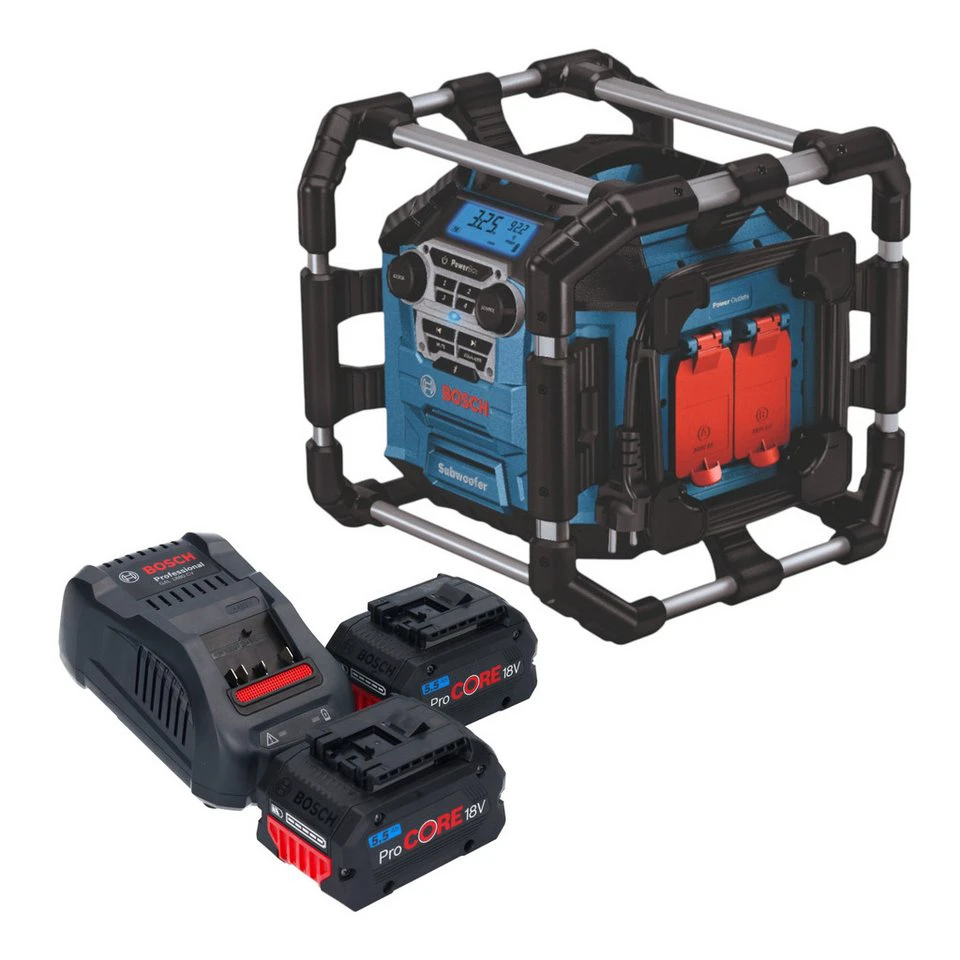 Bosch Professional GPB 18V-5 C Professional Baustellenradio 18 V 2x ProCORE 5,5 Ah Ladegerät