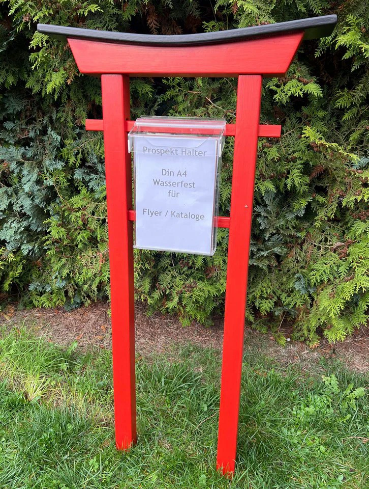 AAF Nommel Standbriefkasten Prospektständer japanisches Torii-Design wasserfest A4 innen außen