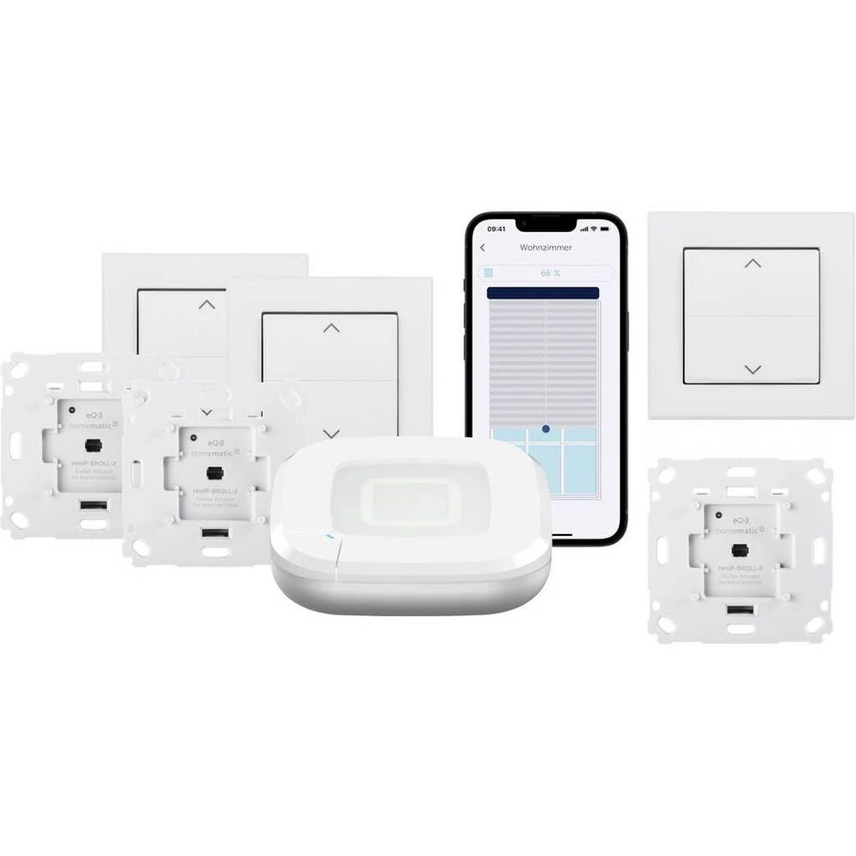 Homematic IP Starter-Set Rollladensteuerung HmIP-SK29 für 2 Rollläden Markisen