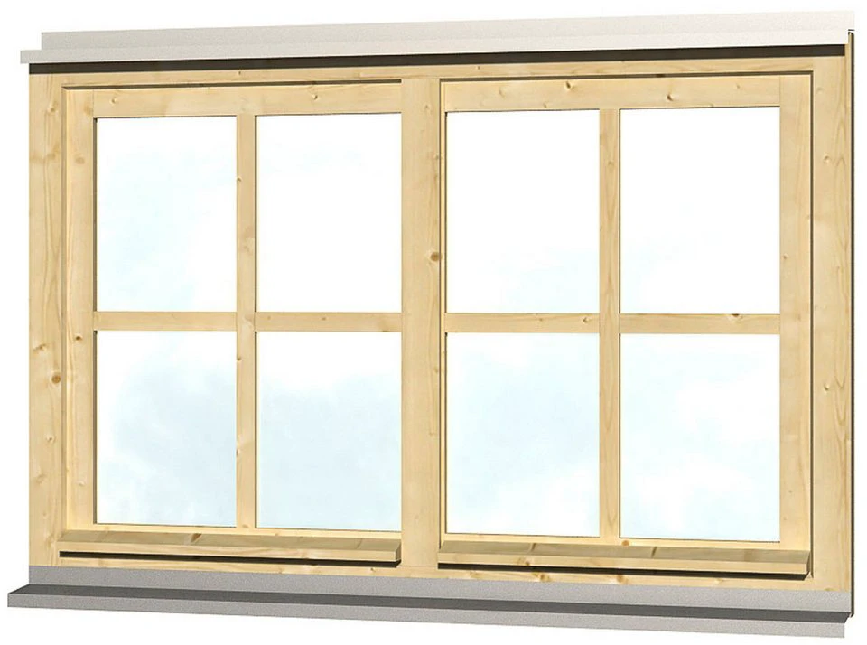 Skanholz Doppelfenster für Carports 132,4 x 82,1 cm
