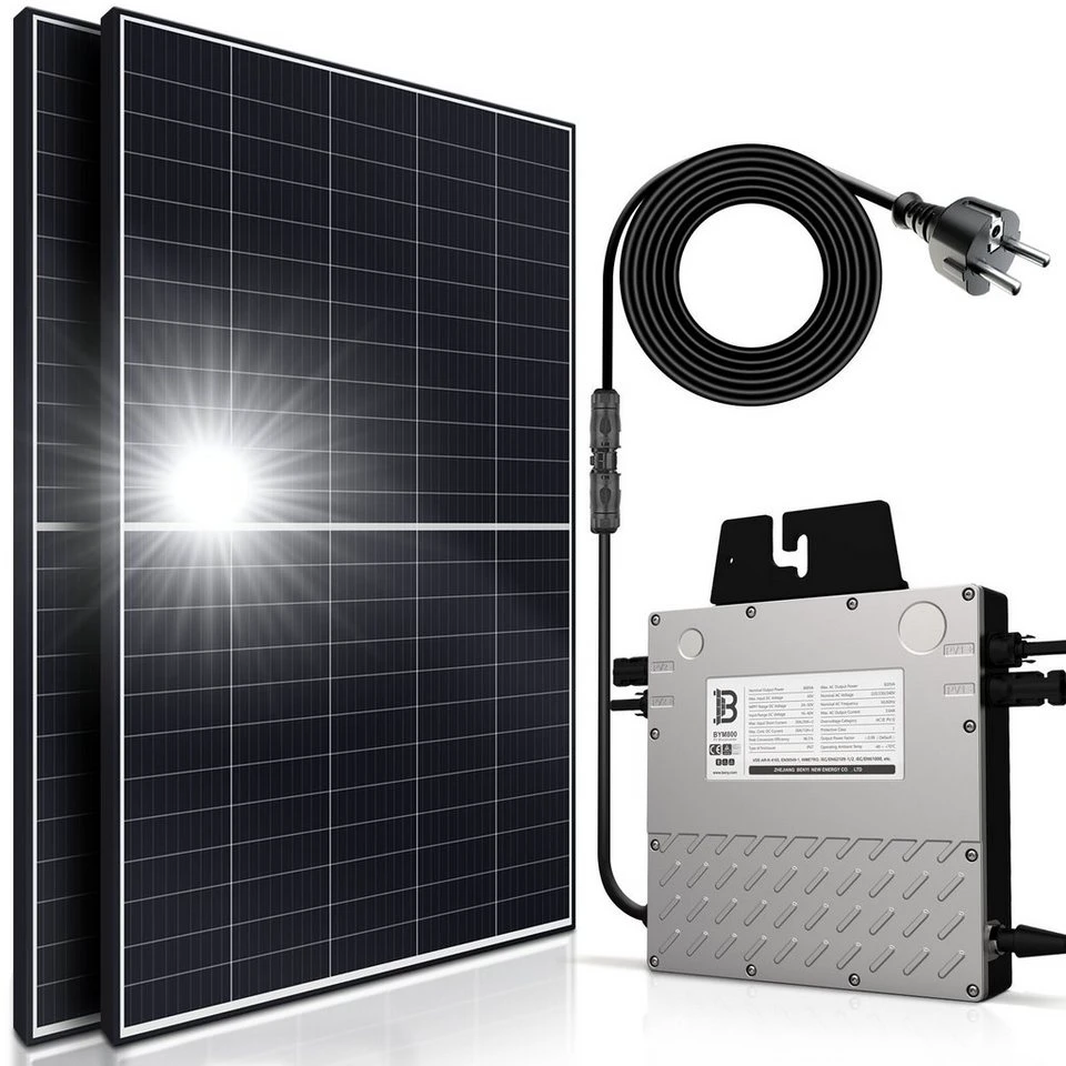SUNNIVA Balkonkraftwerk 830/800W mit Beny Mikro-Wechselrichter 800W, 2x 415W Solarmodule