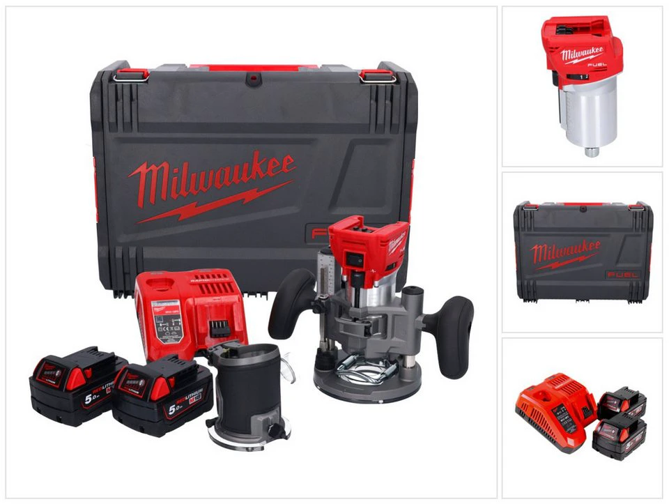 Milwaukee Oberfräse M18 FTR Akku 18 V Brushless 2x 5,0 Ah Ladegerät