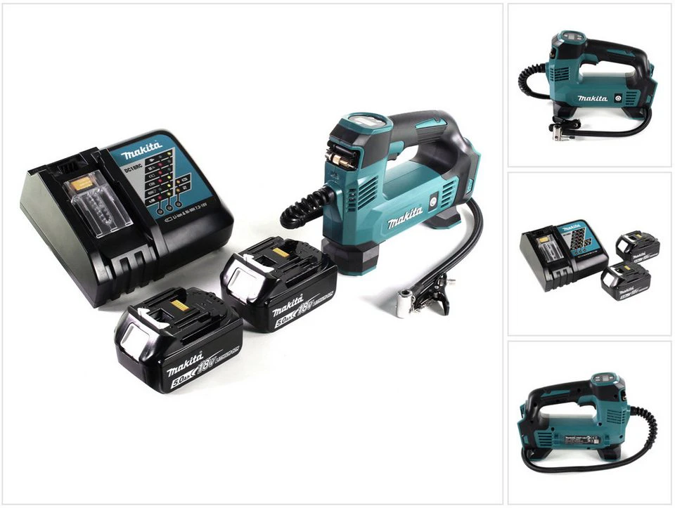 Makita Akku-Handkompressor DMP 180 RT 18 V 8,3 bar 2x Akku 5,0 Ah Ladegerät