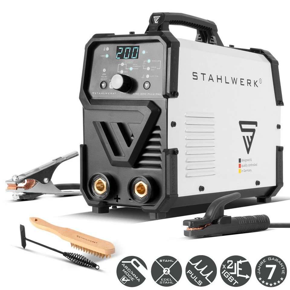 STAHLWERK ARC 200 Puls Pro Schweißgerät MMA Lift-TIG 10-200 A IGBT Technologie