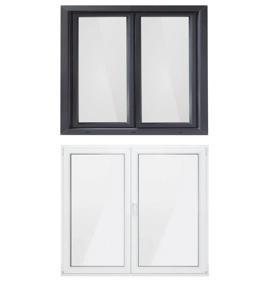 SN DECO GROUP Kunststofffenster 2 Flügel 1200x1000 anthrazit/weiß 70 mm RC2 5-Kammer-Profil