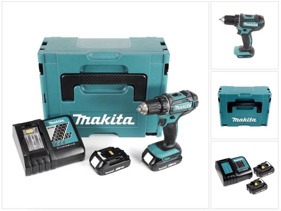 Makita Akku Bohrschrauber DDF 482 RAJ 18 V 62 Nm 2x Akku 2,0 Ah Ladegerät