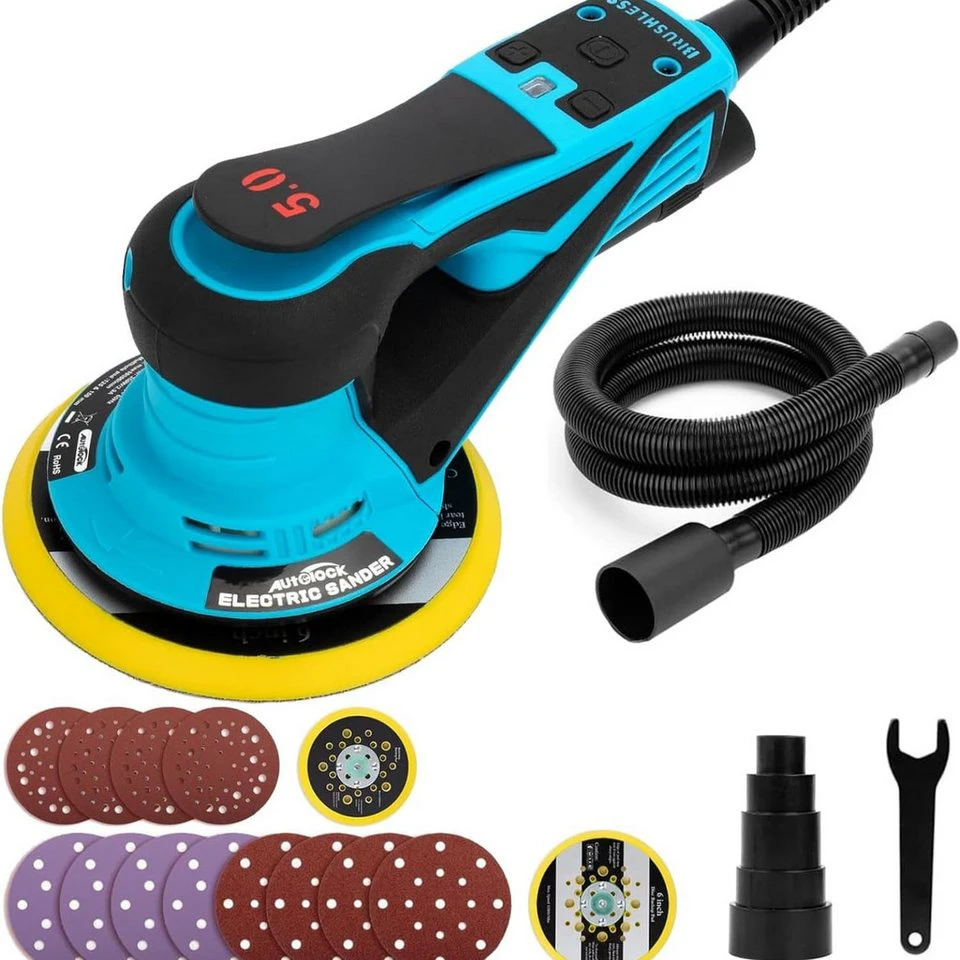 autolock Exzenterschleifer bürstenlos 125mm/150mm 350 Watt 6-stufig bis 10.000 U/min Blau