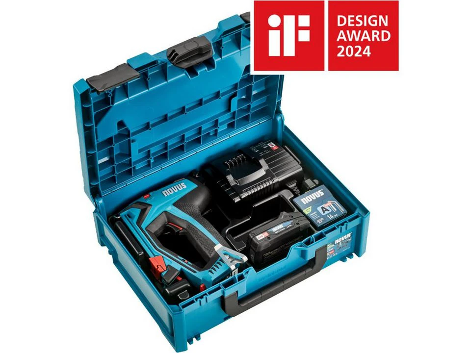 NOVUS Akku-Tacker J-550 Metabox Set 18V Akku Ladegerät 5000 Klammern