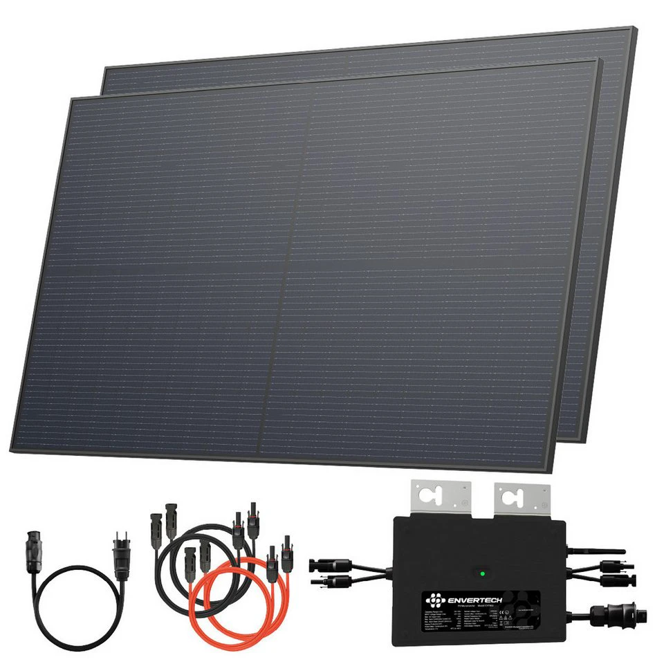 Solarway Balkonkraftwerk 890 Wp 800 Watt Komplettset bifazial JA Solar JAM54D41 Envertech