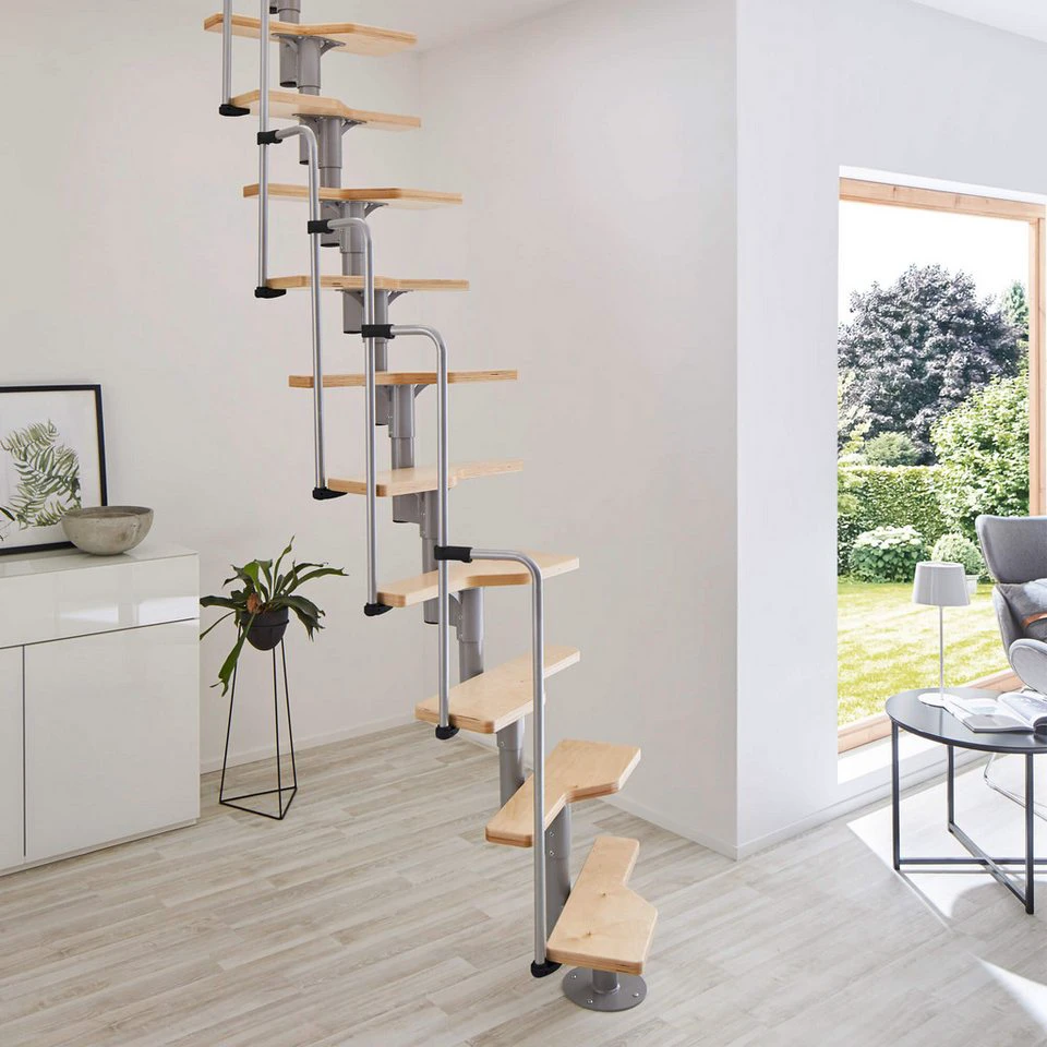 Treppen Intercon Raumspartreppe Minka Twister bis 315 cm mit einseitigem Geländer