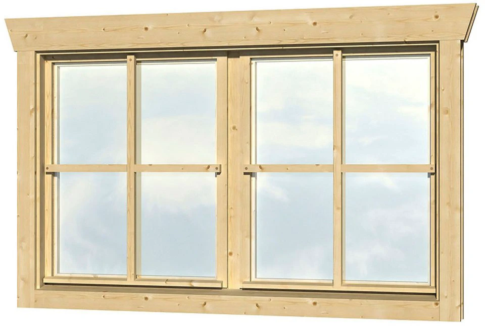 SKAN HOLZ Doppelfenster 2-flügelig für 28 mm Gartenhäuser 2x57,5x70,5 cm
