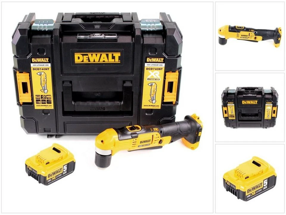 DeWalt Winkelbohrmaschine DCD 740 NT 18 V 33 Nm mit 5,0 Ah Akku TSTAK