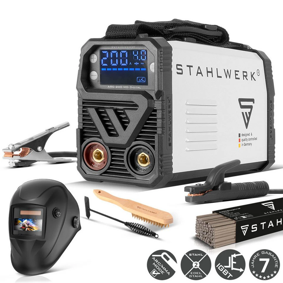 STAHLWERK ARC 200 MD IGBT Inverter Schweißgerät 30-200 A DC MMA Lift-TIG 8-teilig