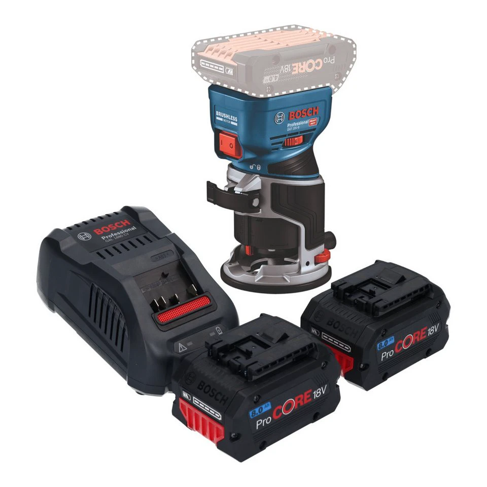 Bosch GKF 18V-8 Professional Akku-Kantenfräse 18 V 2x ProCORE 8,0 Ah Ladegerät