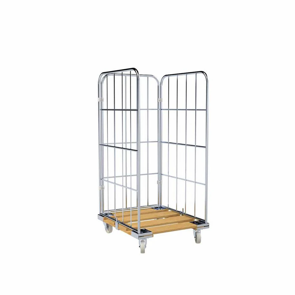 OSWALD Transportgeräte Rollbehälter 3-seitig 724 x 815 x 1.630 mm 500 kg Holz-Rollplatte RW10098