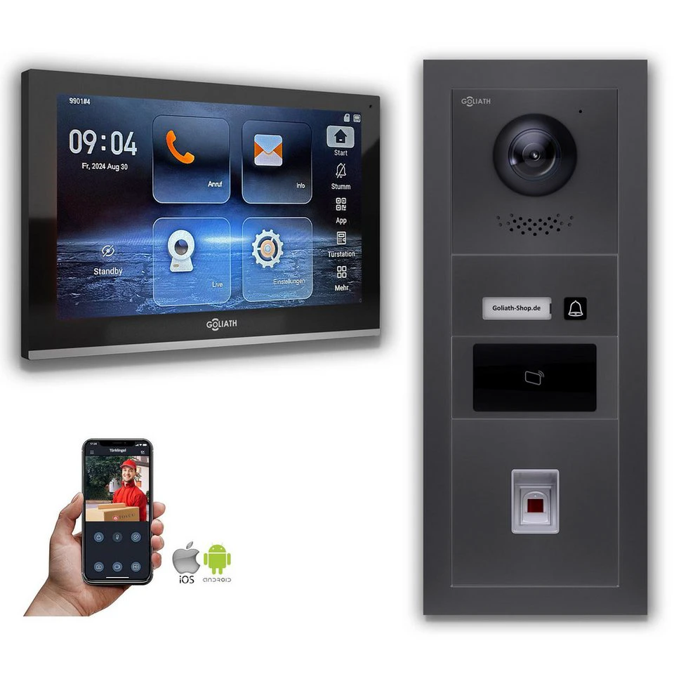 Goliath Video-Türsprechanlage GL-IPH140A IP Kamera 10-Zoll Fingerprint RFID